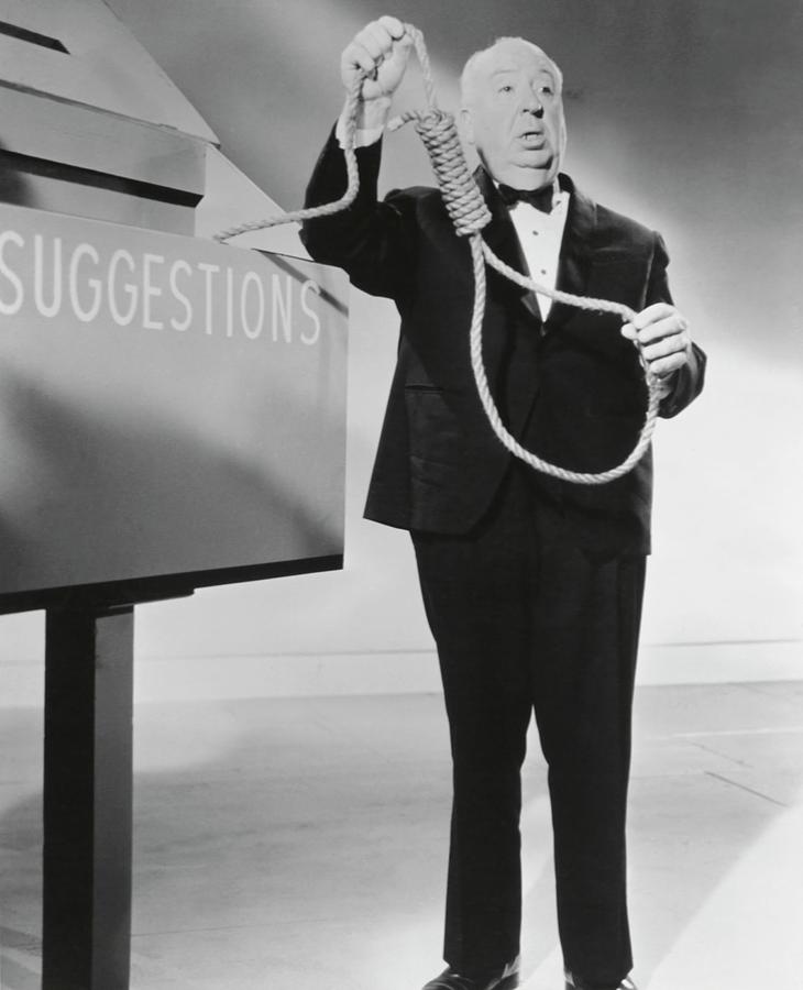 Foto de Alfred Hitchcock con una soga